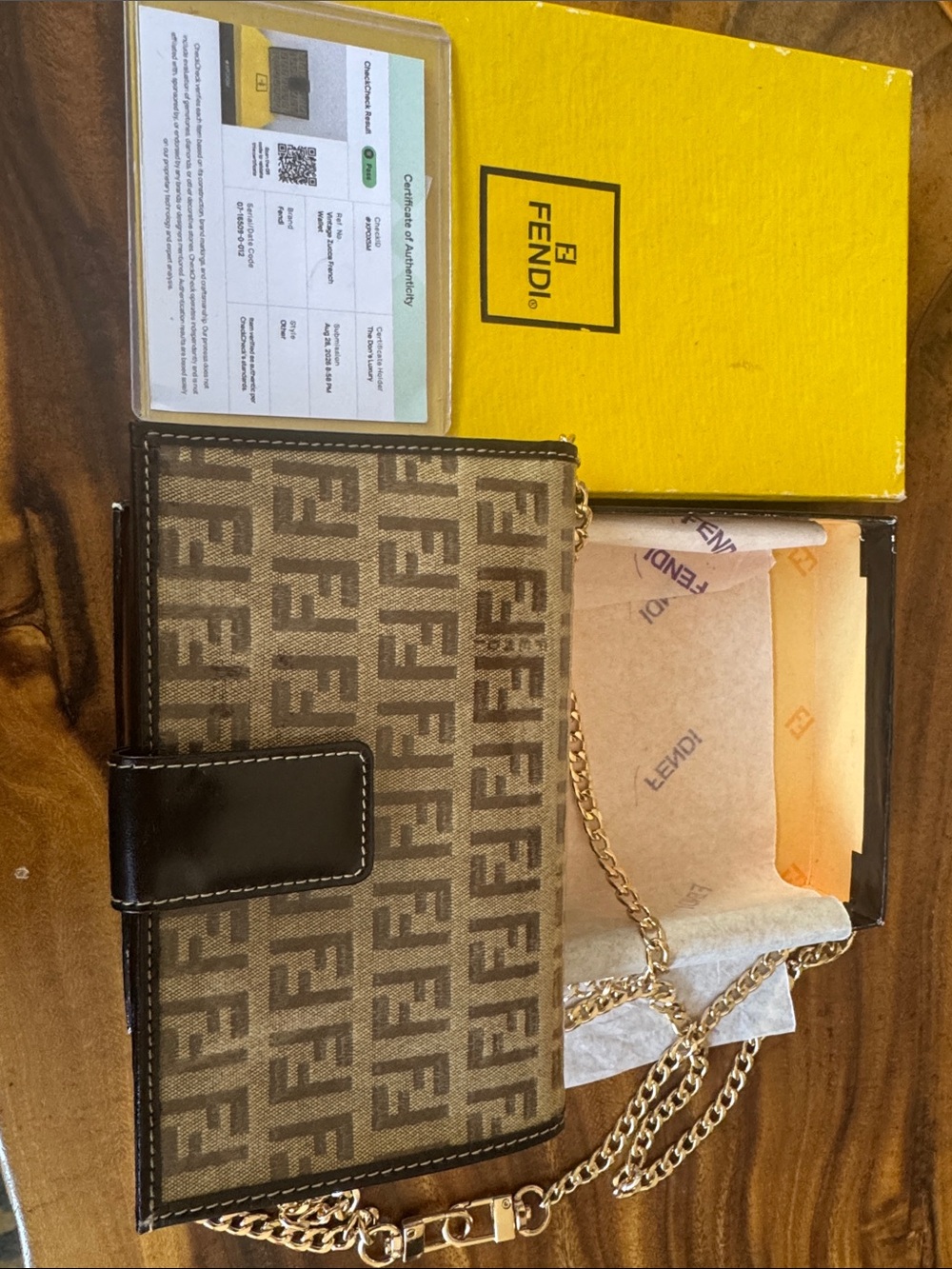 fendi large zucca coated crossbody or wallet - shiny!